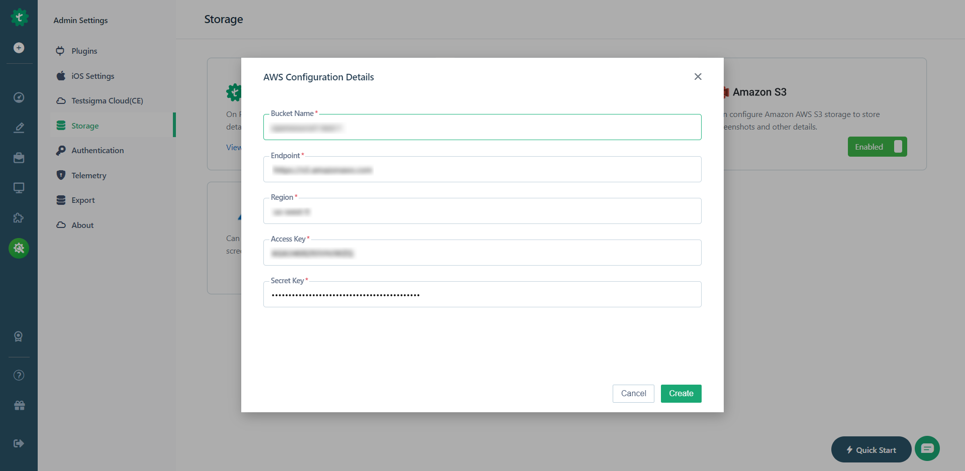 Amazon S3 as Storage