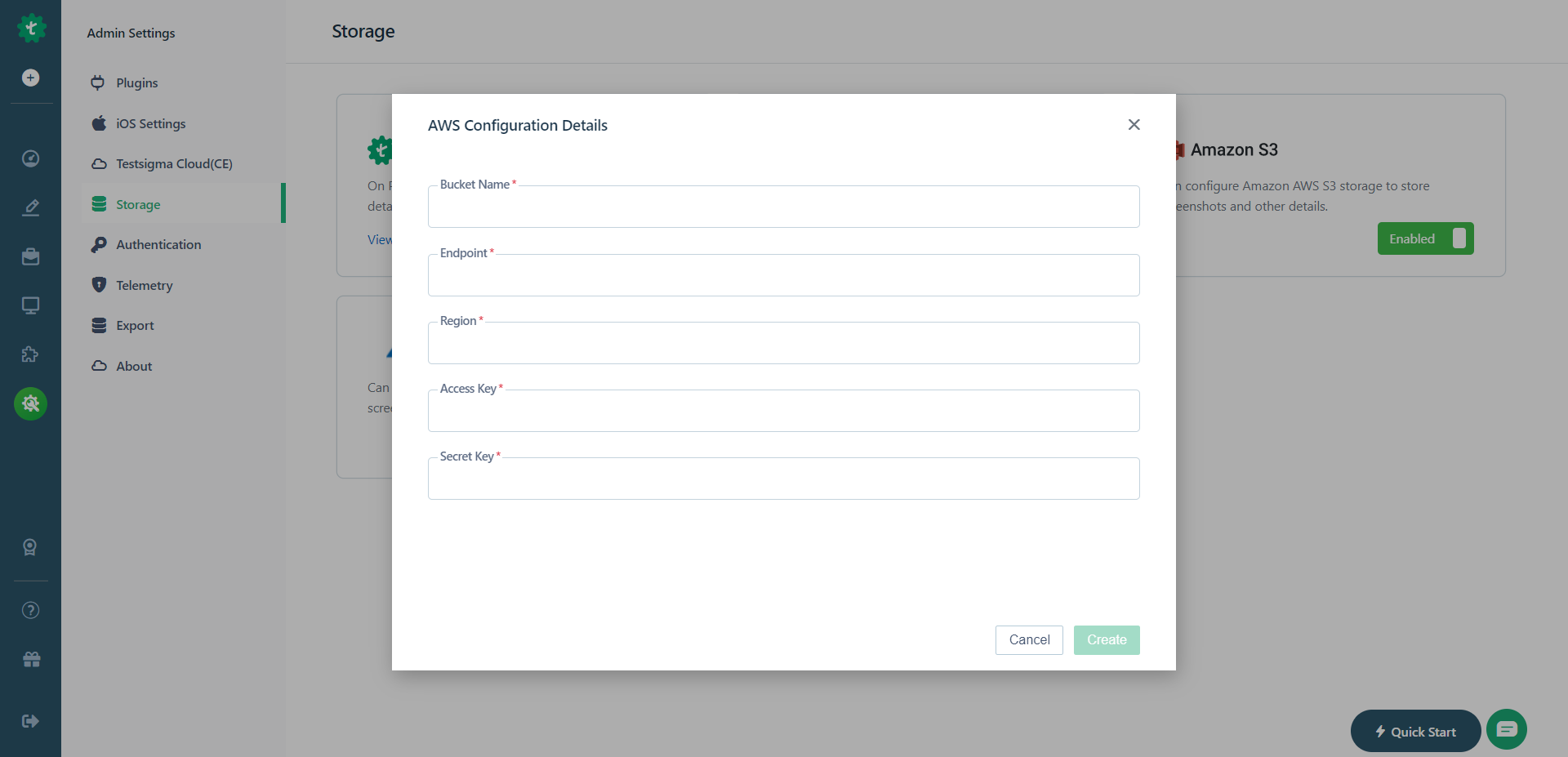 Amazon S3 as Storage