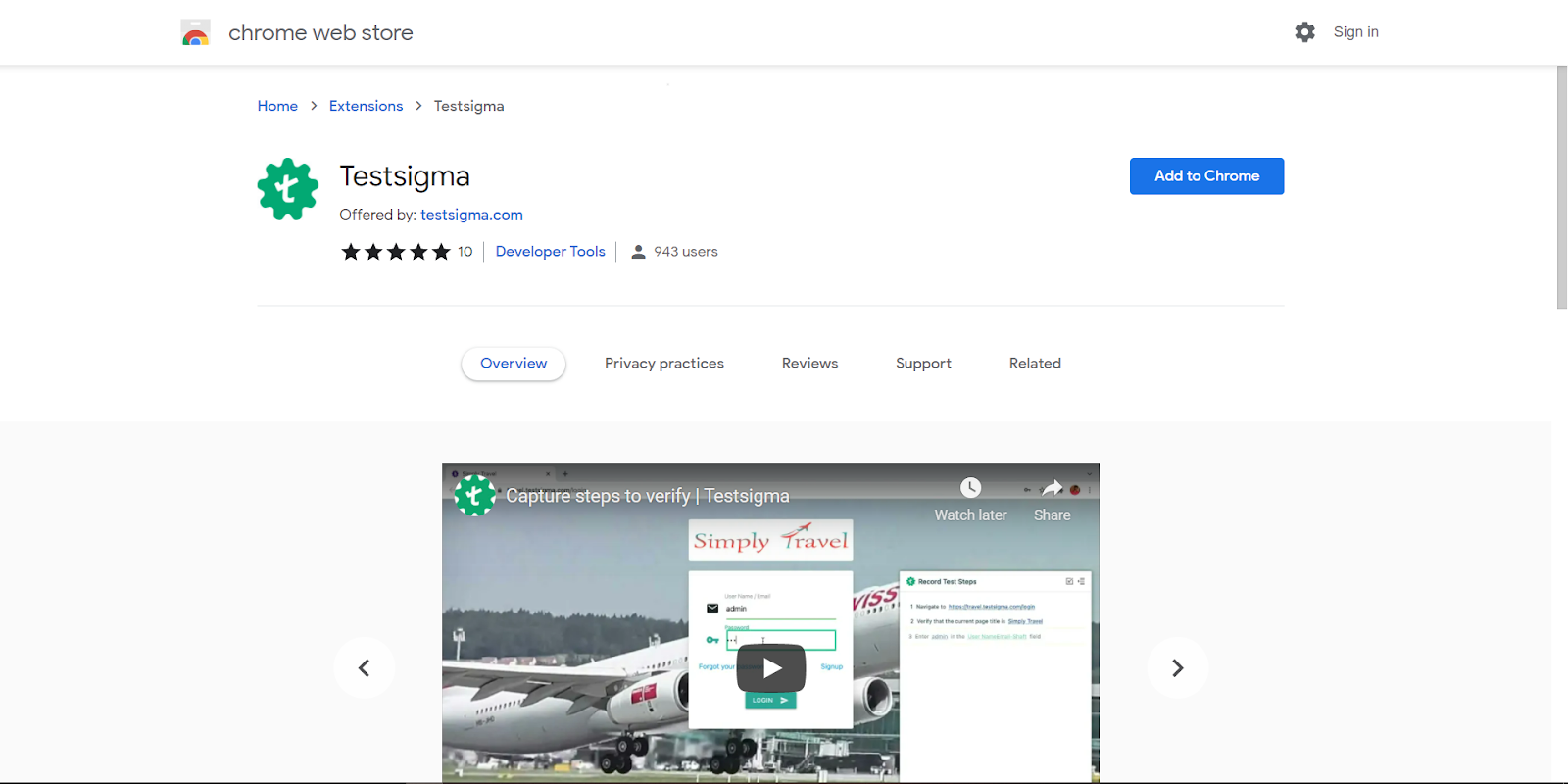 chrome extension to install for recording your test steps with Testsigma