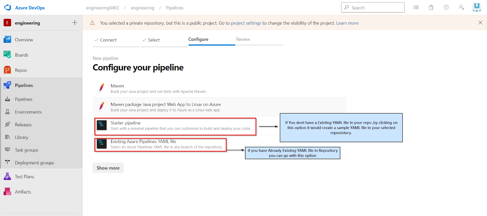 configure your pipeline page in Azure DevOps
