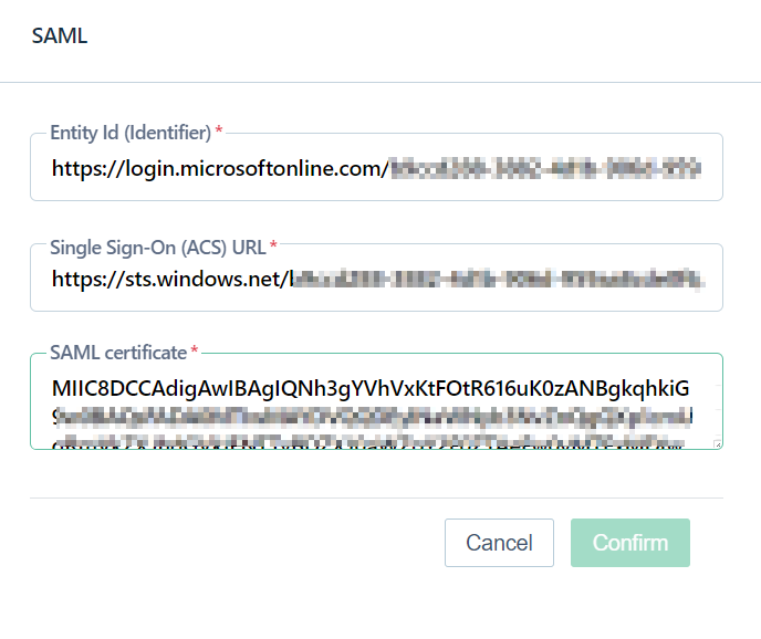 Azure Specific SAML Configuration On Testsigma