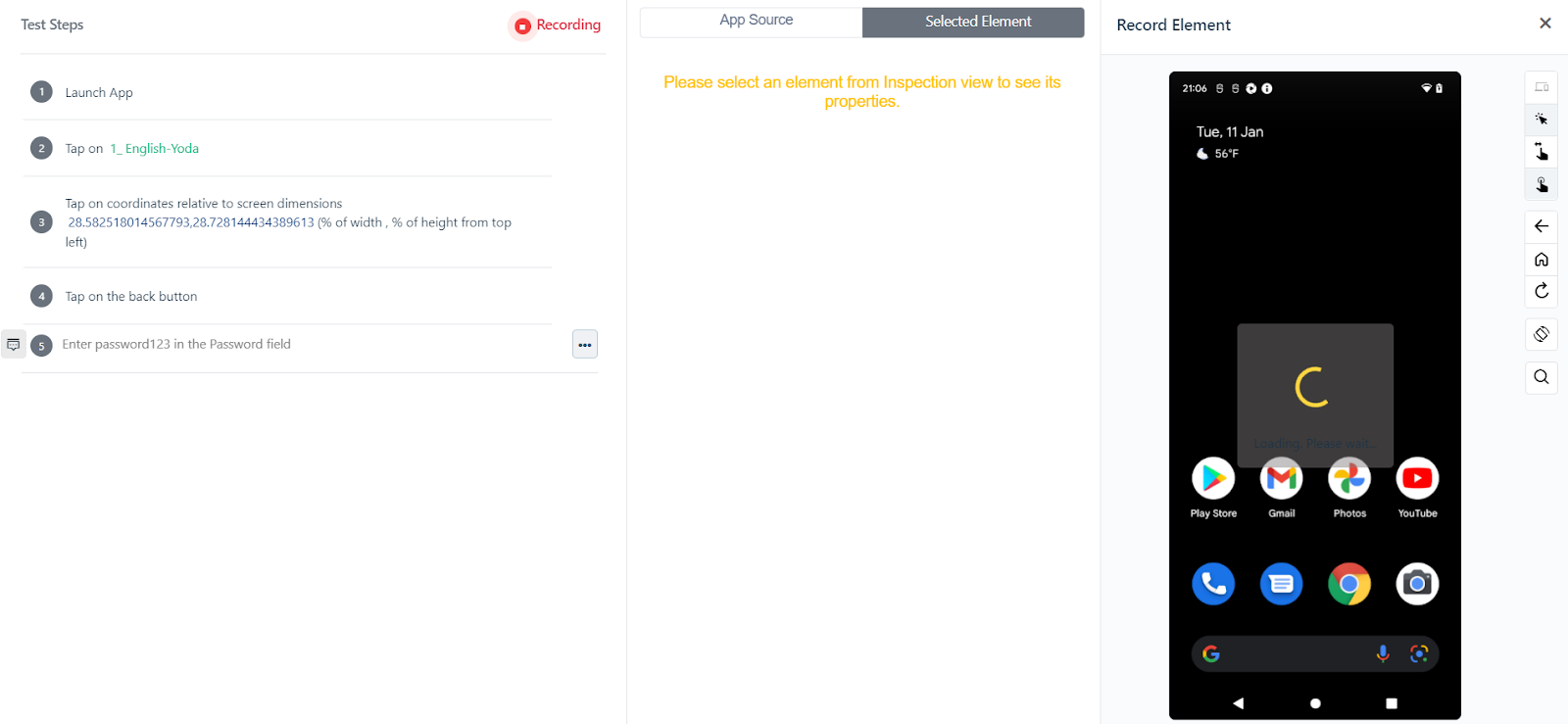 refresh screenshot for android step recorder in Testsigma