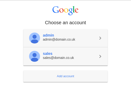 Google authentication dummy accounts example