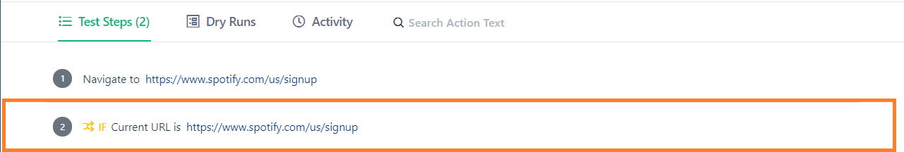 add Actionsto conditional if test step