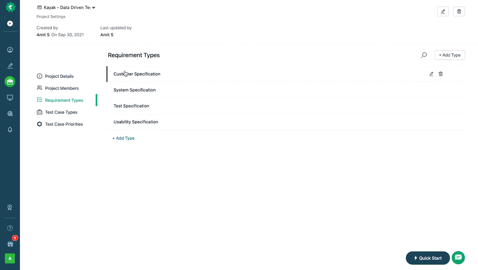 view and add requirement types