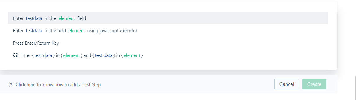 example of test steps that contain Element in Testsigma