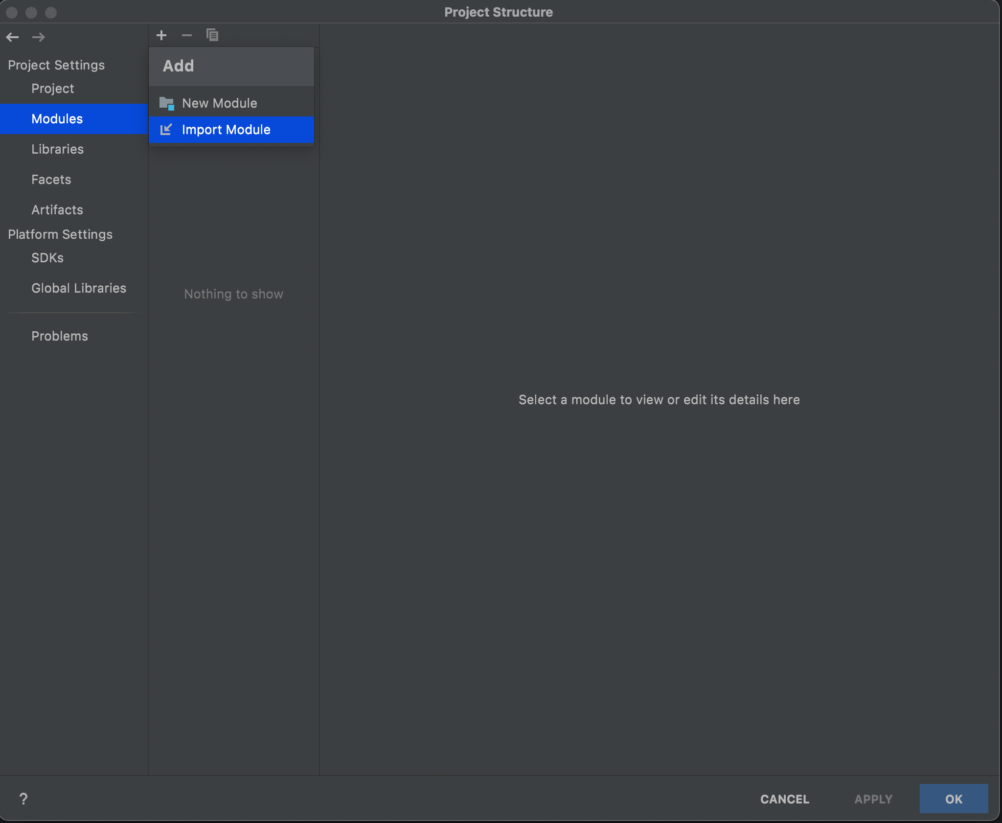 Importing a new module within existing IntelliJ project