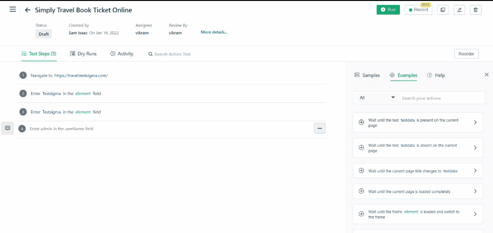 Add Step in Test Case Details