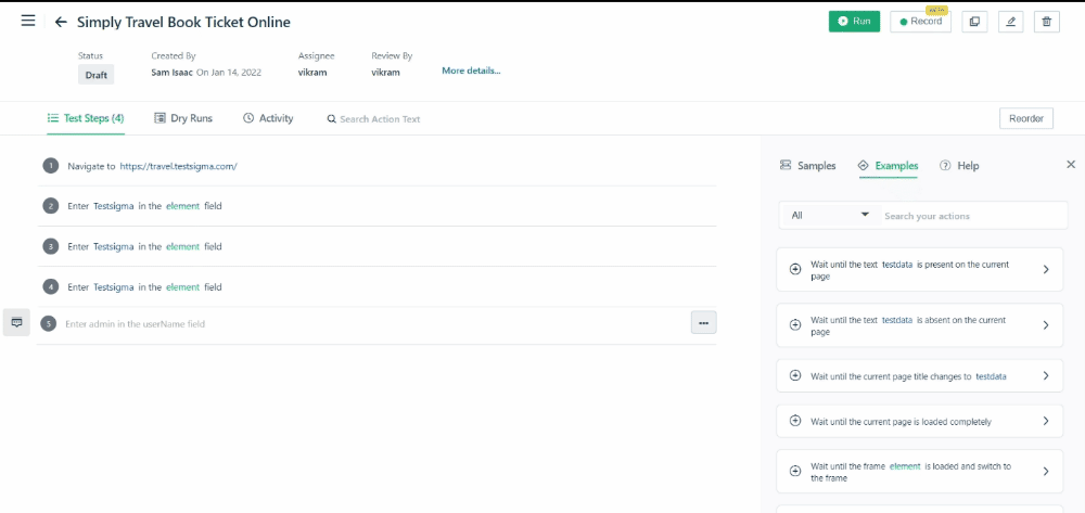 Edit Step in Test Case Details