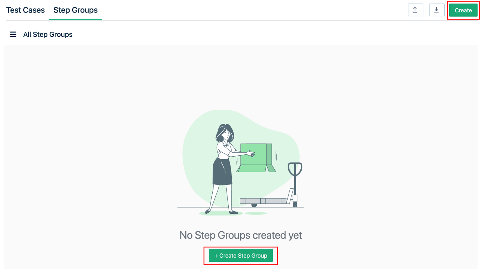 click create step group button