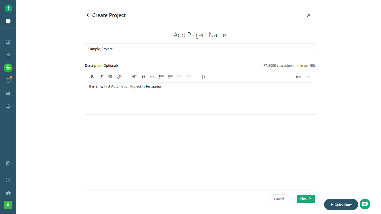 Create a new project
