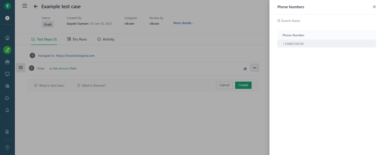 phone number test data input