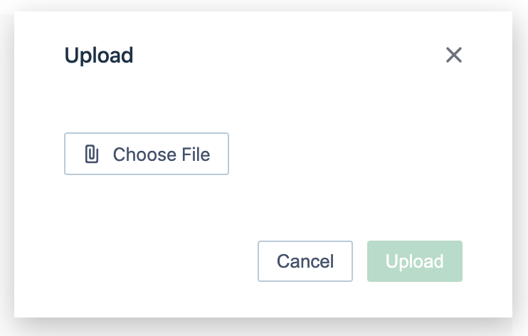 upload window to upload files for a project in Testsigma
