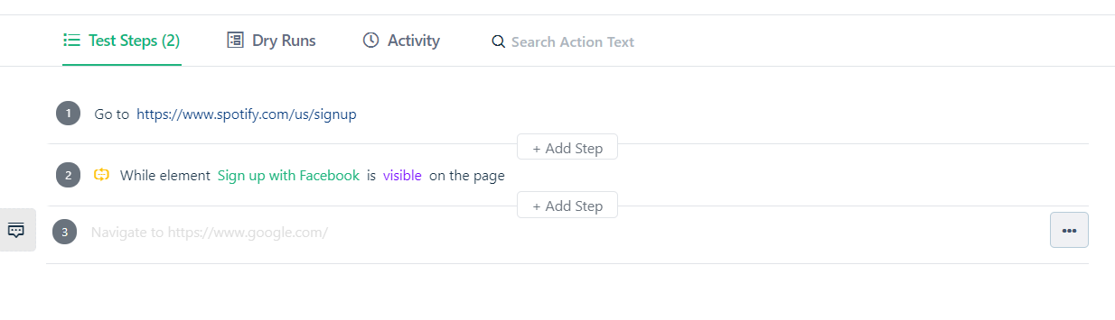add conditions when creating a while loop in Testsigma