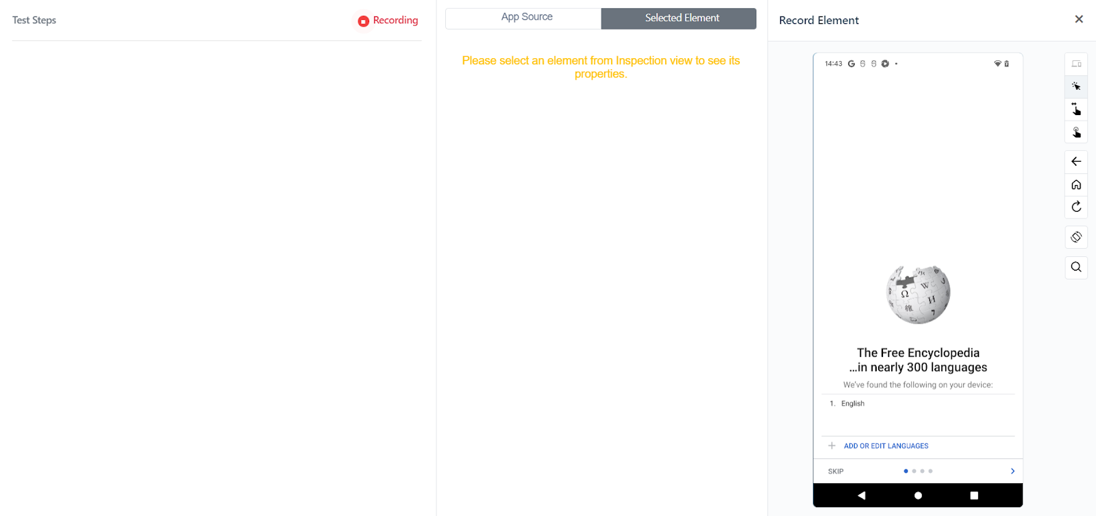 Recorder ui when creating a while loop in Testsigma