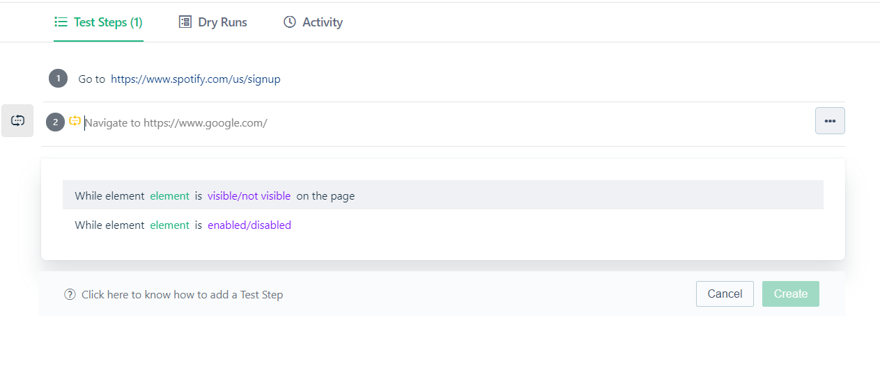 types of while loop that can be added when creating a while loop in Testsigma